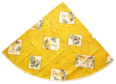 French Round Tablecloth Coated (olives Les Baux. mustard yellow)